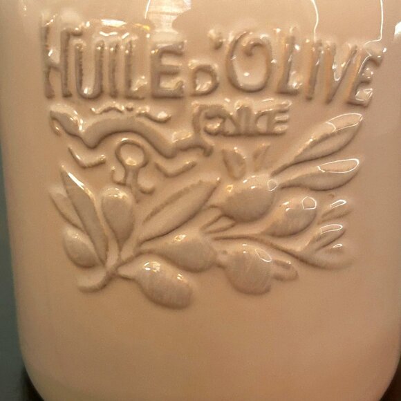 Vintage Italian Style Olive Oil Cruet Jug White Porcelain With Cork Stopper - Picture 3 of 8